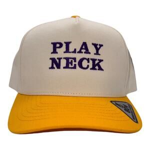 Play Neck Embroidery | Yellow and White Snapback | Mad Capper Texas